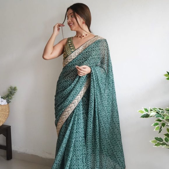 PARTY WEAR SAREE BLOUSE NEW SARI INDIAN PAKISTANI WEDDING DESIGNER BOLLYWOOD - Picture 3 of 7